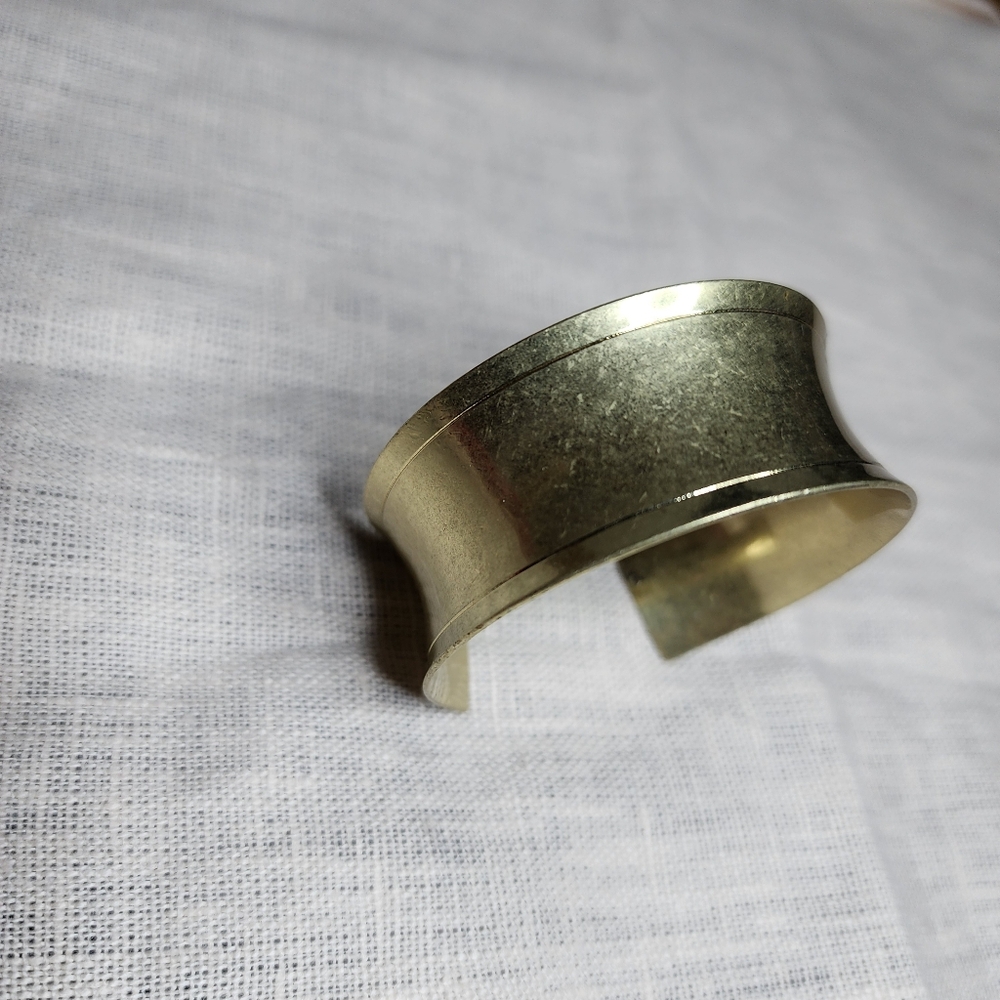 Vintage Brass Cuff Bracelet Ethnic Tribal Gold Tone